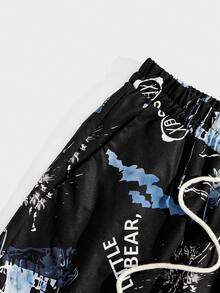 ROMWE MEN Street Life Các bạn In Toàn bộ Eo dây rút Quần Cargo - màu đen - Xem 4