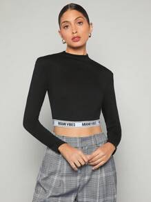 Maija 字母圖案短款T恤 - 黑色 - 查看 3