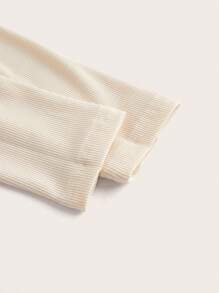 SHEINNeu 素色繞頸條紋針織連身背心 - 杏色 - 查看 3