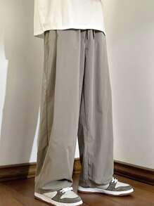 Manfinity Hypemode Men's Plus Size Loose Drawstring Waist Wide-Leg Pants - Green - View 1