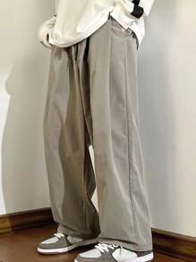 Manfinity Hypemode Men's Plus Size Loose Drawstring Waist Wide-Leg Pants - Green - View 4