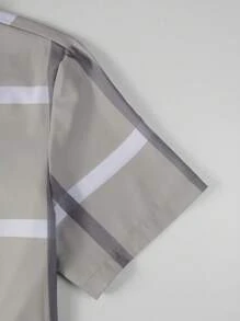 Manfinity Mode Nam In kẻ sọc Áo sơ mi - Màu Khaki - Xem 3