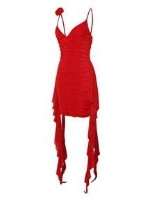 VaVaBold Solid Ruched Draped Detail Cami Dress