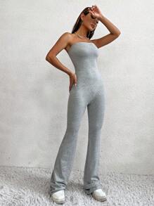 SHEIN Unity Solid Tube Jumpsuit - Light Grey - View 3
