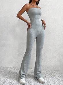 SHEIN Unity Solid Tube Jumpsuit - Light Grey - View 6