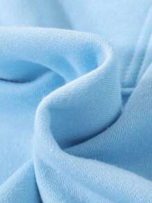 SHEIN 青少女休閒針織連帽衫,背部圖案和標語印花,適用於秋冬季節