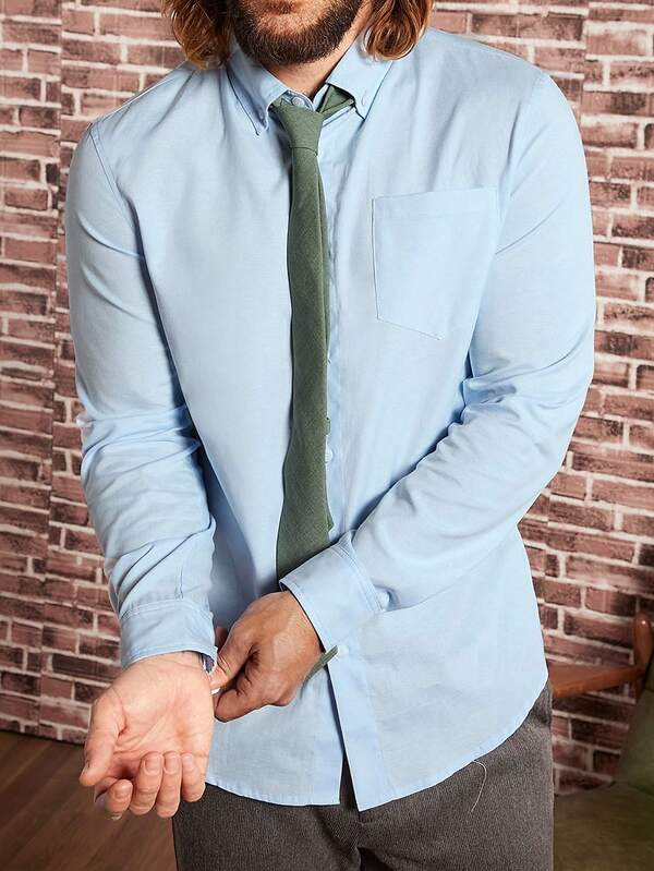 Manfinity NiteLyfe Men Solid Button Front Shirt Without Tie