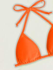 SHEIN Swim Summer Beach Two Tone Halter Triangle Bikini Set, Bathing Suit