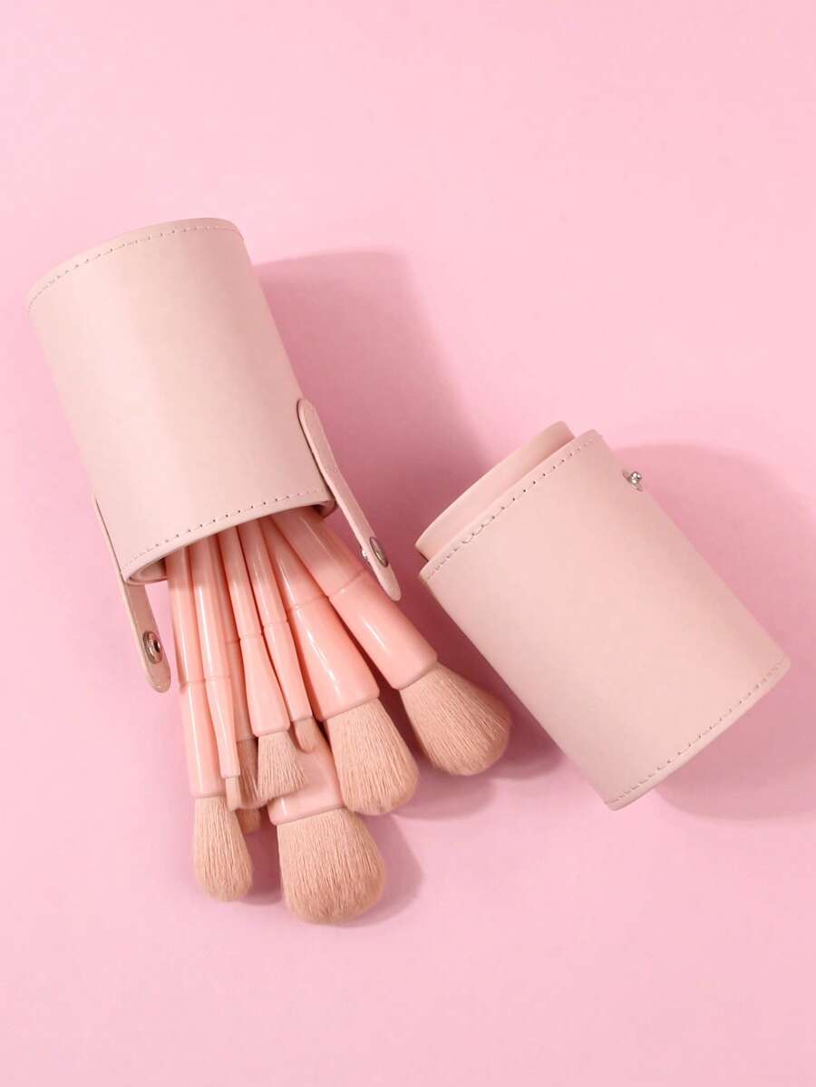 1pc Dustproof And Waterproof Pu Makeup Brush Storage Bucket, Multi-Functional Nail Art Brush Organizer For Travel Bag, Room Decor, Bags, Makeup Bag, Vanity, Travel, Make Up Bag, Travel Essentials, Organizer, Storage, Travel Essential, Makeup Organizer, Makeup Bags, Toiletry Bag, Desk Organiser, Cosmetic Bag, Makeup Pouch, Make Up Organizer, Vanity Accessories, Make Up Pouch, Make Up Bags, Jewellery Box, Pouch, Makeup Brush Holder, Brush Holder, Perfume Organiser, Pouch Bag,Gifts For Women,Christmas Gifts,Gift Ideas For Women - Apricot - View 1