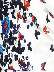 蝴蝶圖案百褶下擺連衣裙 - 白色 - 查看 6