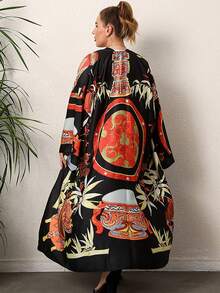 Astrid Plus Tropical Print Kimono - Multicolor - View 2