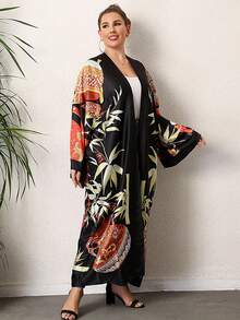 Astrid Plus Tropical Print Kimono - Multicolor - View 3