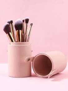 1pc Dustproof And Waterproof Pu Makeup Brush Storage Bucket, Multi-Functional Nail Art Brush Organizer For Travel Bag, Room Decor, Bags, Makeup Bag, Vanity, Travel, Make Up Bag, Travel Essentials, Organizer, Storage, Travel Essential, Makeup Organizer, Makeup Bags, Toiletry Bag, Desk Organiser, Cosmetic Bag, Makeup Pouch, Make Up Organizer, Vanity Accessories, Make Up Pouch, Make Up Bags, Jewellery Box, Pouch, Makeup Brush Holder, Brush Holder, Perfume Organiser, Pouch Bag,Gifts For Women,Christmas Gifts,Gift Ideas For Women - Apricot - View 8