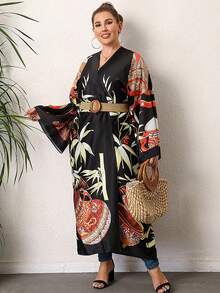 Astrid Plus Tropical Print Kimono - Multicolor - View 4