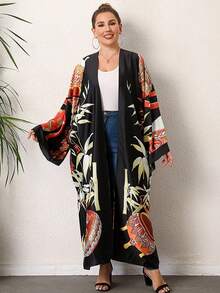 Astrid Plus Tropical Print Kimono - Multicolor - View 5