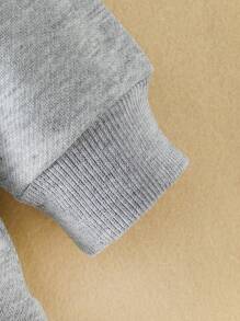 SHEIN 男小童大翻領拉鏈開襟夾克 - 灰色 - 查看 6