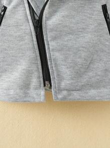 SHEIN 男小童大翻領拉鏈開襟夾克 - 灰色 - 查看 7