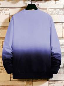 Manfinity Hypemode Men Letter & Ombre Print Sweatshirt - Purple - View 2