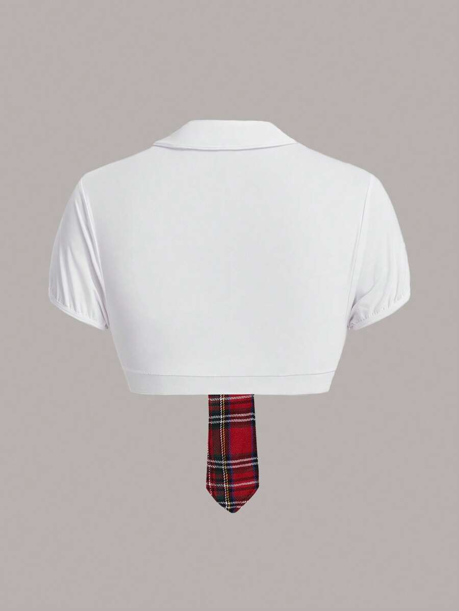 School Girl Costume Top With Tie SHEIN USA