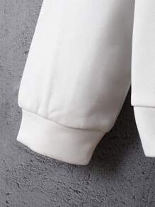 SHEIN Tween Girl Heart & Slogan Graphic Hooded Sweatshirt - White - View 3