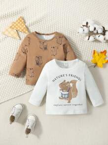 Baby Girl 2pcs Cartoon Graphic Tee - Multicolor - View 1