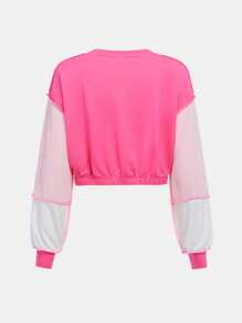 SHEIN Teen Girl Colourblock Top-stitching Sweatshirt - Multicolor - View 2