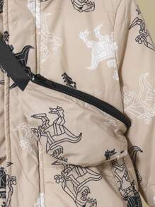 SHEIN 男嬰恐龍印花毛絨內襯連帽夾克附包 - 彩色 - 查看 4