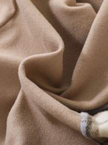 SHEIN Teen Girl Letter Patched Plaid Print Drop Shoulder Overcoat