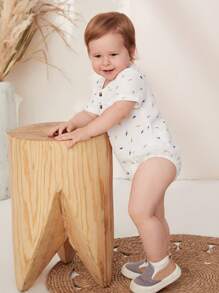 Baby Boy Allover Print Half Button Bodysuit