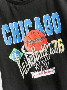 SHEIN 小男童籃球和字母圖案T恤