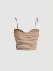 SHEIN MOD Solid Ruched Cami Top - Apricot - View 2