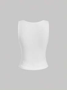 SHEIN MOD Top tank unicolor fruncido - Blanco - Ver 2