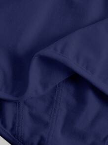 SHEIN MOD Chất rắn Viền không đối xứng Áo ba lỗ - Màu xanh hải quân - Xem 4