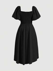 SHEIN MOD Plus Ruched Bust Puff Sleeve Dress,Birthday Dresses For Women,Corset Dress For Women - Black - View 2