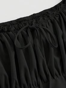 SHEIN MOD Plus Ruched Bust Puff Sleeve Dress,Birthday Dresses For Women,Corset Dress For Women - Black - View 3