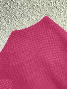 SHEIN VCAY Chain Detail Asymmetrical Neck Batwing Sleeve Tee - Hot Pink - View 8