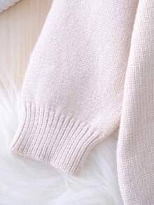 Baby Girl Raglan Sleeve Hooded Knit Bodysuit - Baby Pink - View 3