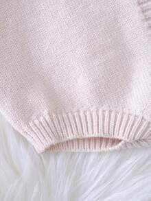 Baby Girl Raglan Sleeve Hooded Knit Bodysuit - Baby Pink - View 4