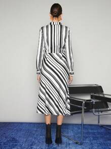 Maija 條紋印花洋裝不附腰帶