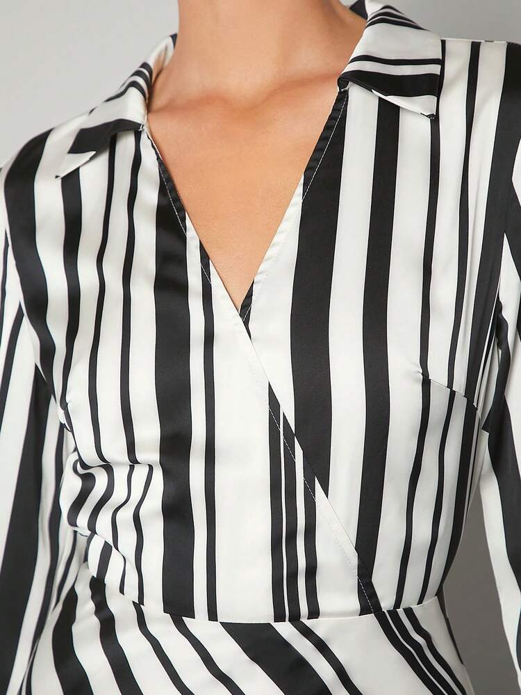 SHEIN Maija Striped Print Dress Without Belt