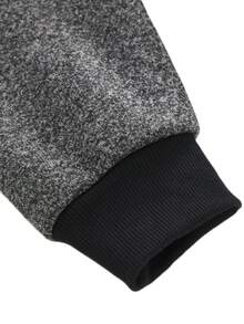 Men Zip Up Drawstring Hooded Thermal Lined Jacket, Warming - Dark Grey - View 7