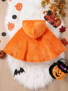 女嬰萬聖印花連帽斗篷外套 - 黃色 - 查看 2