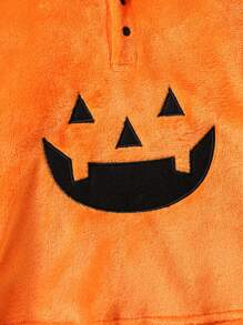 女嬰萬聖印花連帽斗篷外套 - 黃色 - 查看 3