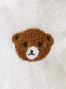 Baby Girl Bear Embroidery Teddy Bodysuit - White - View 3