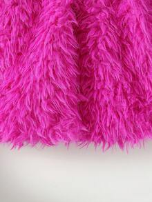 SHEIN Tween Girl Solid Fuzzy Vest Coat Without Jumper Dress - Hot Pink - View 6