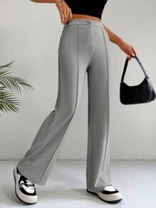 SHEIN EZwear Pantalon Évasé Taille Haute Couture Détail