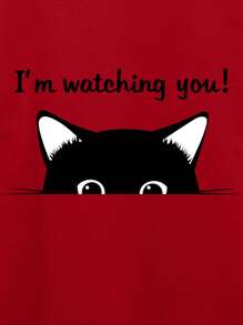 INAWLY Áo phông hoạt hình và khẩu hiệu Tôi đang theo dõi bạn - Màu Đỏ Sâu - Xem 3