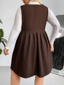 Calvaya Plus Solid Sleeveless Dress Without Tee - Brown - View 2