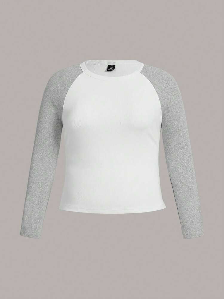 Plus Colorblock Raglan Sleeve Tee