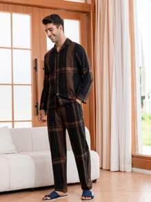 Nam In kẻ sọc Áo sơ mi & Quần Bộ PJ - Nhiều màu - Xem 4